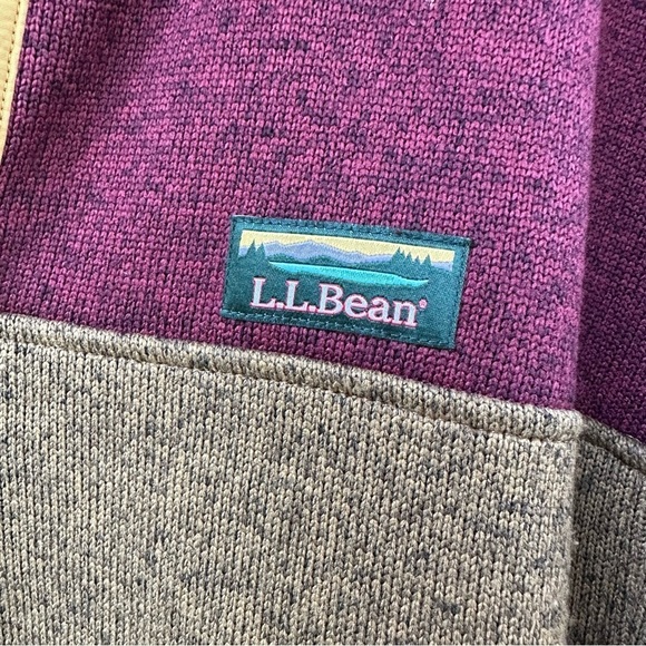 L.L. Bean Burgundy Gold Sweater Fleece Snap Pullover Jacket XL Hiking Retro - Picture 6 of 9